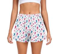 Yuiboo Footprint Arrow Short de sport avec poches pour femme Blanc, Flèche d'empreinte blanche, Taille XL