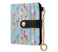 Yuiboo Ice Cream Light Blue Portefeuille pliable minimaliste en cuir PU imperméable pour femme