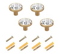 Yuiboo Lot de 4 boutons de tiroir ronds décoratifs en nickel brossé avec nœud en forme de journal, noir et blanc