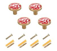 Yuiboo Love Dove - Lot de 4 boutons de tiroir simples en nickel brossé pour armoires de cuisine et tiroirs de commode, rouge colombe