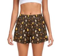 Yuiboo New Year Hot Cocoa Brown Short de sport pour femme avec poches pour femme, Marron cacao chaud Nouvel An, XX-Large