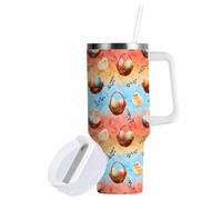 Yuiboo Panier de Pâques sous vide avec paille résistante aux fuites - Bouteille d'eau en acier inoxydable à large goulot - Tasse de voyage pour eau, thé glacé ou café - 1200 ml