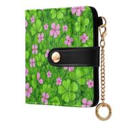 Yuiboo Petit portefeuille pliable portable étanche avec blocage RFID pour un usage quotidien Motif marguerites et fleurs rouges, Blush Flower and Clover, one size, Art déco
