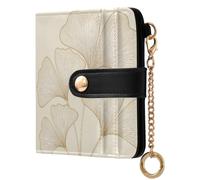 Yuiboo Portefeuille à deux volets pour femme, mini sac à main mignon | Compact, poche zippée pour pièces de monnaie, pour le shopping, feuilles de ginkgo botanique