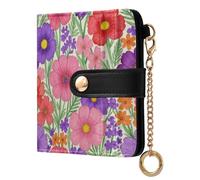 Yuiboo Portefeuille léger et pliable multicolore pour femme avec 7 emplacements pour cartes pour un usage quotidien Motif tournesol et marguerite, Motif coquelicot multicolore, one size, Art déco