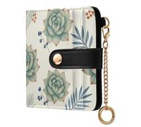 Yuiboo Portefeuille léger et pliable multicolore pour femme avec 7 emplacements pour cartes pour un usage quotidien Motif tournesol et marguerite, Rose et feuille vert sauge, one size, Art déco
