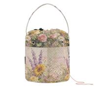 Yuiboo Sac fourre-tout pour fil à crochet avec trous pour tricot et accessoires de tricot Motif tournesol et rose aquarelle