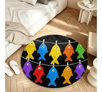 Yuiboo Tapis ronds veloutés 36 pouces | Tapis antidérapant TPR durable, intérieur moderne, bureau, Sept Poissons D'avril Sur Le Dos