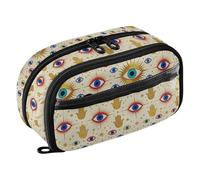 Yuiboo Trousse à crayons extensible avec motif de Fatima dorée et motif mauvais œil pour adolescentes, filles et garçons