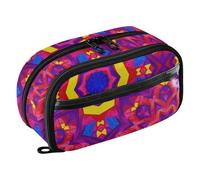 Yuiboo Trousse à crayons magenta motif étoile mandala avec double fermeture éclair entièrement imprimée résistante à l'usure fournitures de rentrée scolaire