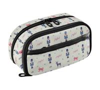 Yuiboo Trousse à stylos avec nœud bleu et renne - Avec plusieurs compartiments - Imprimé complet - Robuste - Pour adolescentes, filles et garçons