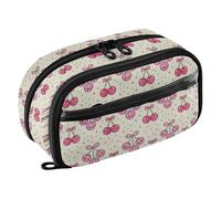 Yuiboo Trousse extensible couleur ivoire pastel motif cerises entièrement imprimées, résistante aux déchirures pour la rentrée scolaire