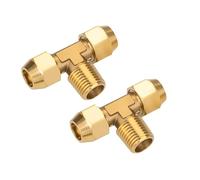 YUIHATF Lot de 2 tés évasés en Laiton à Filetage mâle, raccord Forme Cloche pour AC réfrigération 1/8", 1/4", 1/2" NPT x 6-12mm évasé(1/4'' - Φ8mm)