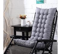 Yuing Coussin de chaise longue à bascule, coussin de chaise de jardin, antidérapant avec attaches de dossier, housse de siège rembourrée pour le jardin, les vacances, 48 x 125 cm, gris