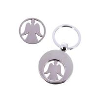 YUIP 4 Pièces Pporte-clés Ange Gardien - Porte-clés avec Jeton de Caddie, Porte-clés Chanceux, Ange Gardien, Pendentif, Puce D'achat, Métal