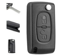 Yuiturt Coque de e voiture de rechange pour Peugeot 206 207 308 407 3008 5008, Citroën C2 C3 C4, 2 boutons, accessoire durable (avec support de batterie)