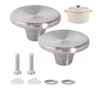 Yuiturt Lot de 2 boutons de four en acier inoxydable de rechange pour Le Creuset, Lodge, Aldi, casseroles en fonte émaillée, durables, faciles à installer, argenté