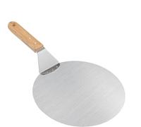 Yuiturt Pelle à pizza de 25,4 cm en acier inoxydable avec poignée en bois et plateau en métal en acier inoxydable, pelle à pizza professionnelle grande surface pour pizzas faites maison, pâtisseries