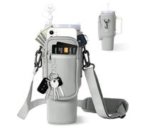 Yuiturt Stanley Cup Sac de transport pour Stanley Cup 40 oz gris avec poche pour téléphone portable, poignée de transport, bandoulière réglable, pour voyage, randonnée, course à pied, cyclisme