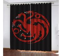 YUIUPD Rideaux Occultants - 3D Totem du Dragon Rouge Motif Rideau À Oeillets pour Salon Et Chambre - Draperies Intérieurs Fenêtre Décoration - Lot De 2 Rideau Isolant Thermique Et Phonique 234X230cm