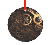 yujhopp Ornement en verre imprimé engrenages steampunk cool, pendentif rond pour sapin de Noël, décoration de vacances en plein air pour fête, Noël, mariage