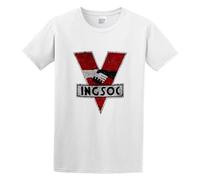 YUJIAN FLOSS 1984 Logo Vintage INGSOC Big Oceania Brother George Orwell Casual Round Neck T Shirt White S