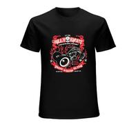 YUJIAN FLOSS Men's Billy Eight - Three Wheels - T-Shirt Biker, Greaser, Petrol Head, Retro, Black L