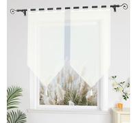 Yujiao Mao Brise-bise Transparent uni, Lot de 2, Voilage léger à Passants pour Tringle Beige LxH 45x90cm