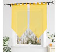 Yujiao Mao Brise-bise Transparent uni, Lot de 2, Voilage léger à Passants pour Tringle Jaune LxH 45x90cm
