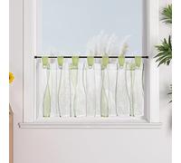 Yujiao Mao Rideau Brise-bise avec Passants Motif à Rayures ondulées Style Moderne pour Petites fenêtres Vert LxH 60x90cm