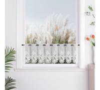 Yujiao Mao Rideau Brise-Bise Court Semi-Transparent à Motif Fleurs Brodées, Rideaux Cuisine Blanc Crème, Idéal pour Salon, Chambre et Cuisine - Décoration Élégante et Lumineuse HxL 30x150cm