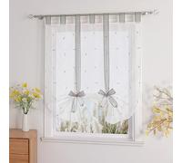 Yujiao Mao Rideau Store Romain intérieur Transparent avec Motif de Vigne, 1 pièce avec Liens, pour Cuisine, Salon, Chambre, Balcon, Gris Clair LxH 140x140cm