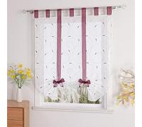 Yujiao Mao Rideau Store Romain intérieur Transparent avec Motif de Vigne, 1 pièce avec Liens, pour Cuisine, Salon, Chambre, Balcon, Violet LxH 60x140cm