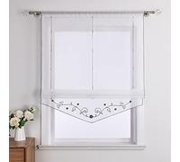Yujiao Mao - Store Romain Transparent avec Broderie de Fleurs et Plis, décoration intérieure pour fenêtres, Cuisine, Salon Gris LxH 60x140cm