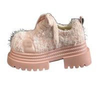 YUJIEBB Big Head Hairy Femmes Chaussures Mode Hiver Neige Bottes pour Femmes Simplicité Fourrure Plateforme Chaude Lacets Femelle Chaussures, rose, 40 EU