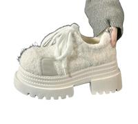 YUJIEBB Big Head Hairy Femmes Chaussures Mode Hiver Neige Bottes pour Femmes Simplicité Fourrure Plateforme Chaude Lacets Femelle Chaussures, blanc, 35.5 EU