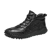 YUJIEBB Bottines pour homme - Chaussures décontractées - Pour les loisirs, la marche, les activités en plein air - Fabriquées à la main, Noir sans fourrure, 43.5 EU