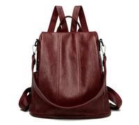 YUJIEBB Sac à dos vintage pour femme Sac à dos d'école/de voyage pour femme, Rouge bordeaux/blanc, 30x16x31cm