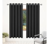 YUJINLIU Rideau Occultant - Rideau 280 x 230 cm Isolant Anti Froid Chaleur, Satiné Draperies Rideaux Isolants Installation Facile pour Chambre/Salon de Fenêtre, Noir