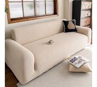 YUJOQUP Housse de Canapé en Velours 3 Places, Sofa Cover Extensible, Couverture Canape en Jacquard avec Accoudoirs pour Chiens et Chats(Size:3 Seater(190cm-230cm),Color:Beige)