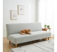 YUJOQUP Housse de Canapé sans Accoudoir 3 Places, Housse Clic Clac Extensible en Jacquard, Protection Canapé Antidérapante à Couverture Intégrale(Size:L (195-210cm),Color:L-LightGris)