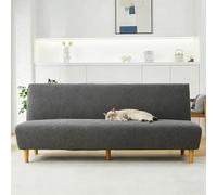 YUJOQUP Housse de Canapé sans Accoudoir 3 Places, Housse Clic Clac Extensible en Jacquard, Protection Canapé Antidérapante à Couverture Intégrale(Size:M (160-190cm),Color:S-Gris foncé)