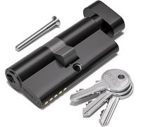 YUJTG-1 Pcs 45T/45mm Euro Cylindre en laiton, 90mm Thumbturn/Key Barrel Lock avec 3 clés en laiton standard,anti-crochetage, anti-perçage, anti-claquement, anti-choc,Noire