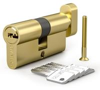 YUJTG-1 Pcs 45T/55 mm Euro Cylindre en laiton, 100mm Thumbturn/Key Barrel Lock avec 5 clés horizontales en laiton,anti-crochetage, anti-perçage, anti-claquement, anti-choc, laiton poli