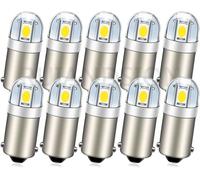 Yujtg-Lot De 10 Ba9s Ampoules Led Blanches Ba9 1895 1891 6v 3030 2smd Chipsets Ampoules Led De Rechange Pour Intérieur De Voiture, Plafonnier, Carte, Plaque D'immatriculation, Boîte À Gants
