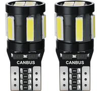 Yujtg-T10 W5w Led Ampoule Canbus Sans Erreur 10smd 501 194 168 12v Remplacement Pour Voiture Position Feux Intérieur Lumière Dôme Plafonnier Coffre Porte Plaque D'immatriculation 6500k Blanc 2pcs