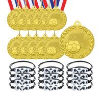 YUJUE 12 Médaille Foot, 12 Bracelets de Football, Cadeaux de Fête de Football, Médailles en Métal D'anniversaire pour Enfants, Médailles d'or Pour les Fêtes D'anniversaire de Football