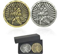 YUJUE Médaillon Saint Christophe pour Voiture - Adhésif & Aimanté -2 pièces - Saint Patron des Voyageurs, pour conducteurs et Voyageurs