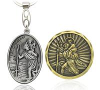 YUJUE Porte-clés Saint Christophe - Badges de voiture Saint Christophe - Saint patron des conducteurs et voyageurs - Pendentif de protection pour voitures et motocyclistes