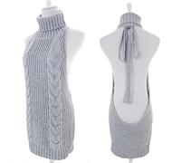Yujun Automne 2021 Fashion Virgin Killer Pull coréen à Tricoter à épaule Sweaters Womens Tambeneck Pulls Sexy sans Dos